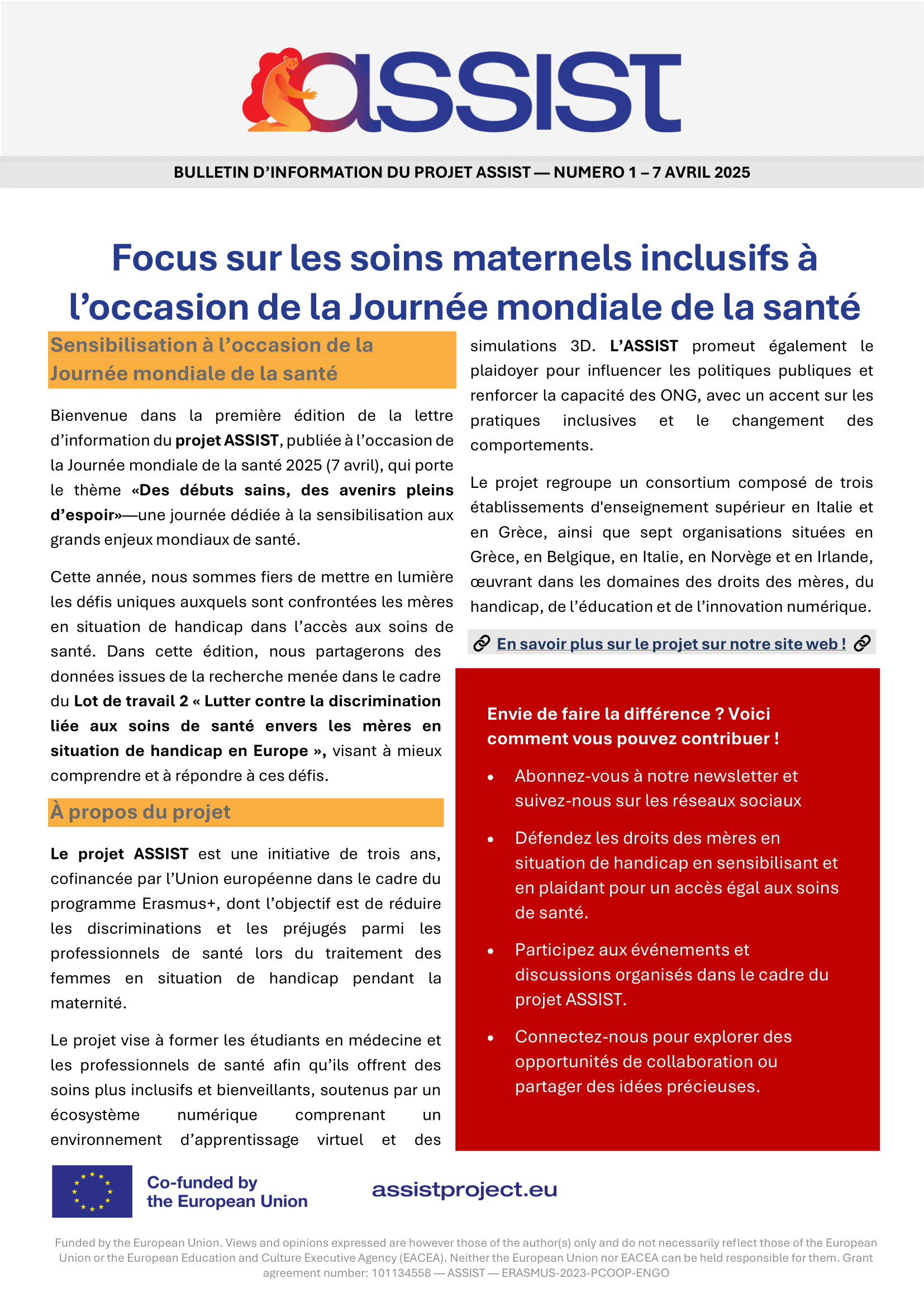 ASSIST Newsletter FR 1