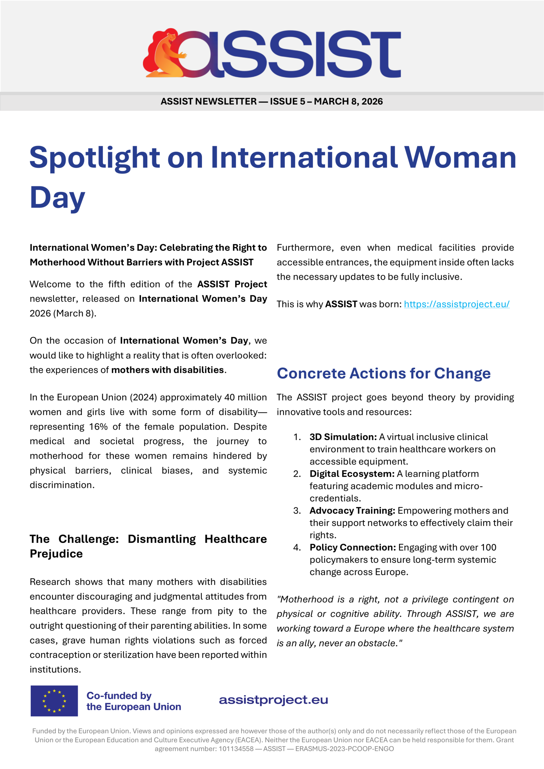 NL 5 ASSIST Newsletter ENG 1st